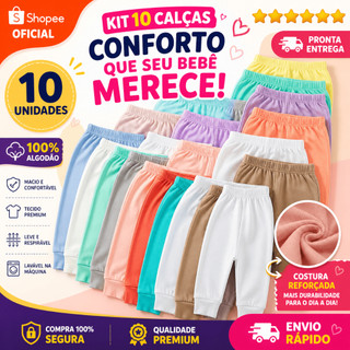 10 Mijão Calça Sem pé Bebê 100% Algodão RN P M G GG Menino Menina Neutro