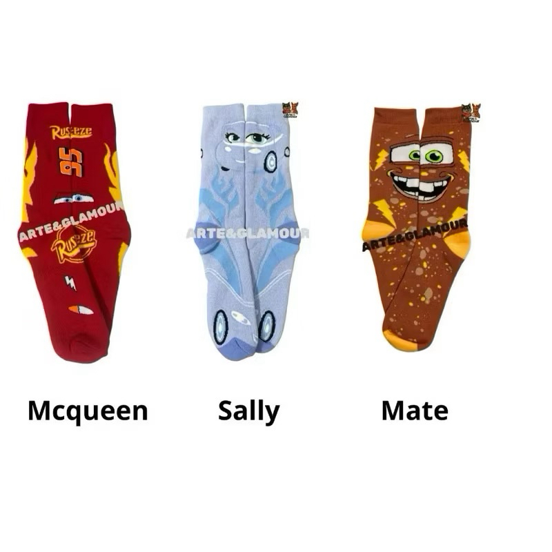 Meia Divertida Relâmpago McQueen Sally Estampada Adulto 33 ao 44 Presente Criativo Confortável