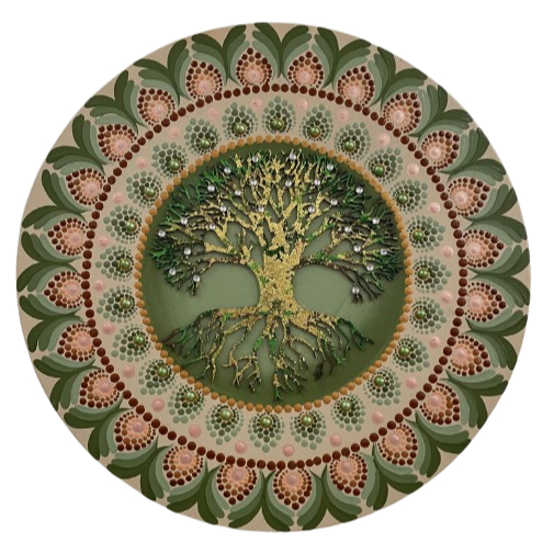 Mandala Arvore da Vida- Suavidade, força e confiança 40cm diâmetro pintada a mão em MDF 6mm espessura