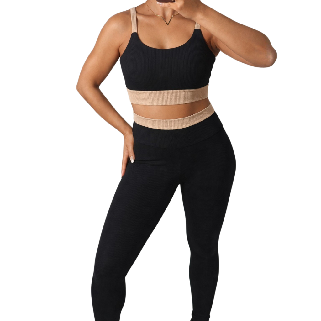 Conjunto Fitness Feminino Anarruga Top Alça + Legging Cintura Alta Academia Treino Corrida