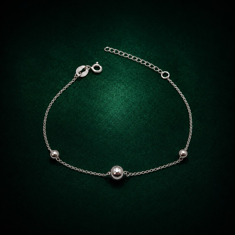 Pulseira Prata 925 com Bolinhas Intercaladas Minimalista e Sofisticada