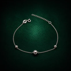 Pulseira Prata 925 com Bolinhas Intercaladas Minimalista e Sofisticada