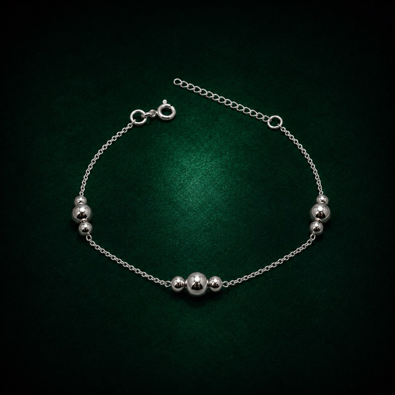 Pulseira Bolinhas em Prata 925 Delicada e Elegante
