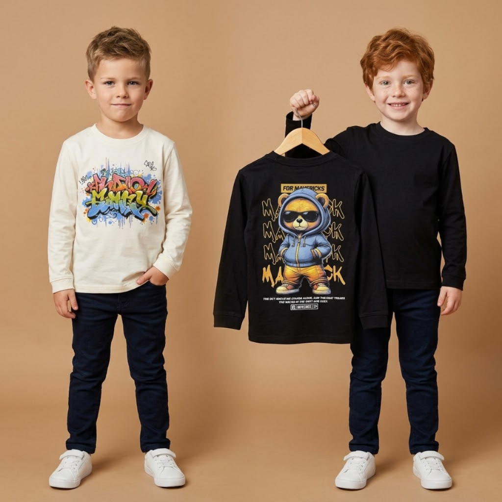 Camiseta Manga Longa Infantil Juvenil Estampada 100% Algodão Menino Inverno Festa Algodão