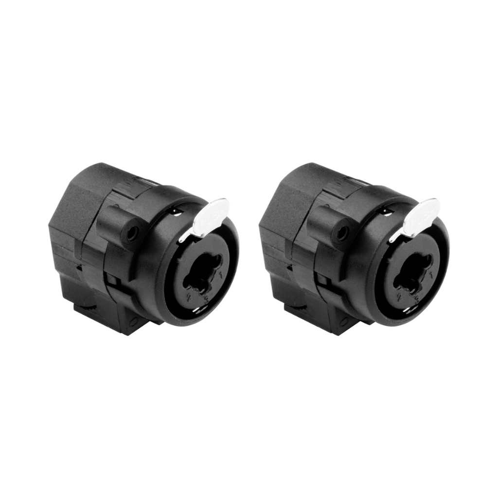 Kit 2 Conector Combo XLR+P10 Fêmea Mono Com Trava Para Painel De Áudio, Medusa, Caixa De Som