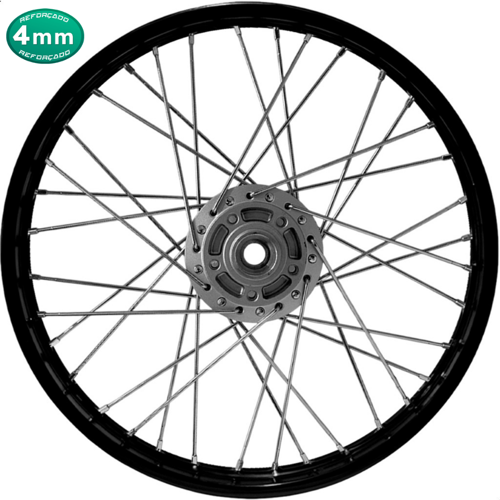 Roda Dianteira Aro Preto Bros 125/150/160 Freio Á Disco Montada Alinhada