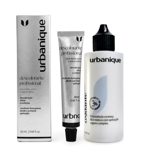 Kit Descolorante Profissional Para Sobrancelhas Barba Urbanique e Oxidante