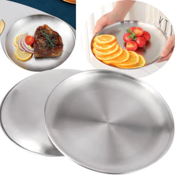 Prato Raso Aço Inox 20cm Servir Refeição Mesa Posta Restaurante Refeitório Escolar Resistente Pequen