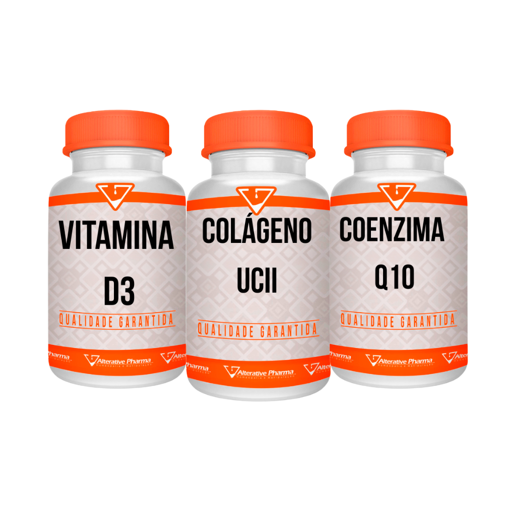 KIT Suplemento Colágeno UC-II 40mg + Coenzima Q10 + Vitamina D3