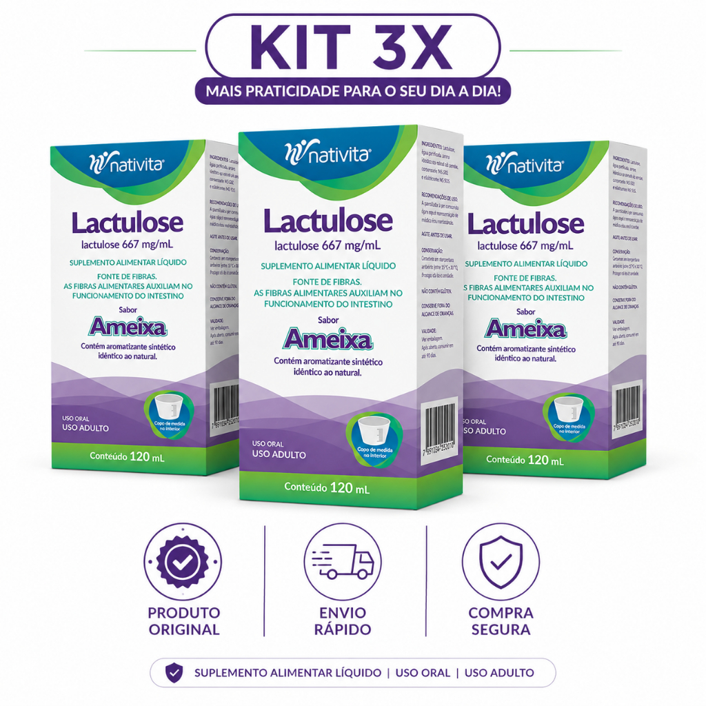 Kit 3x Lactulose 120ml Original | Fonte de Fibras | Melhor Custo-Benefício | Envio Rápido