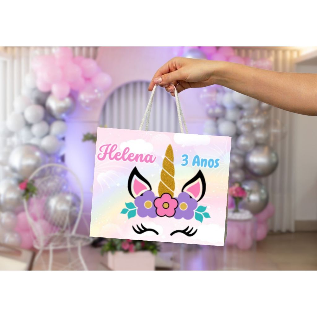 Sacolinha UNICORNIO Personalizado Sacolinha Lembrancinha Aniversário