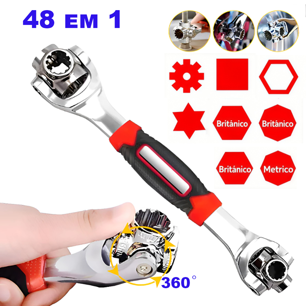 Chave Multifuncional 48 Em 1 360º Jogo ferramentas chave Soquete Universal  CRV F3