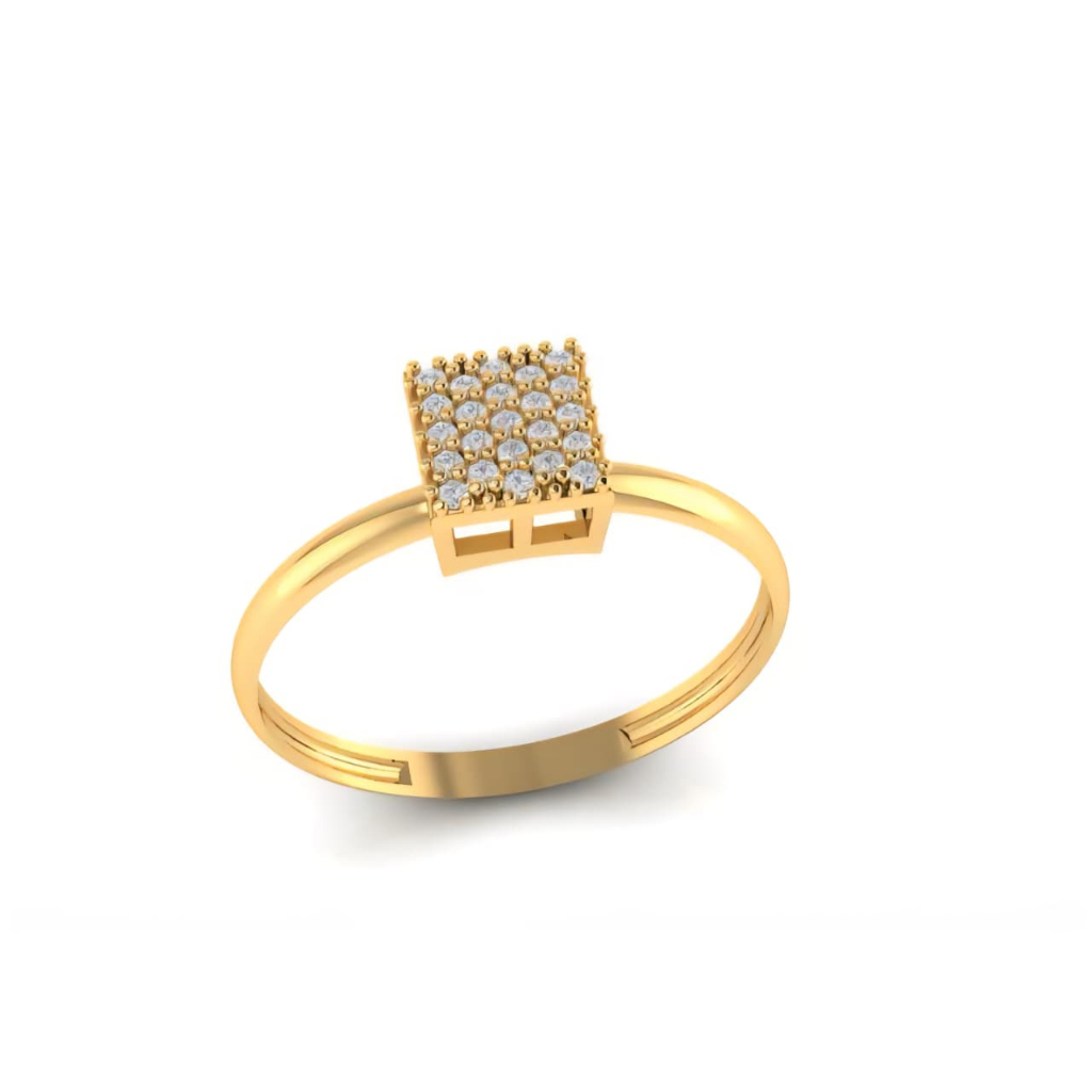 Anel Quadrado Pavê Ouro 18k 750