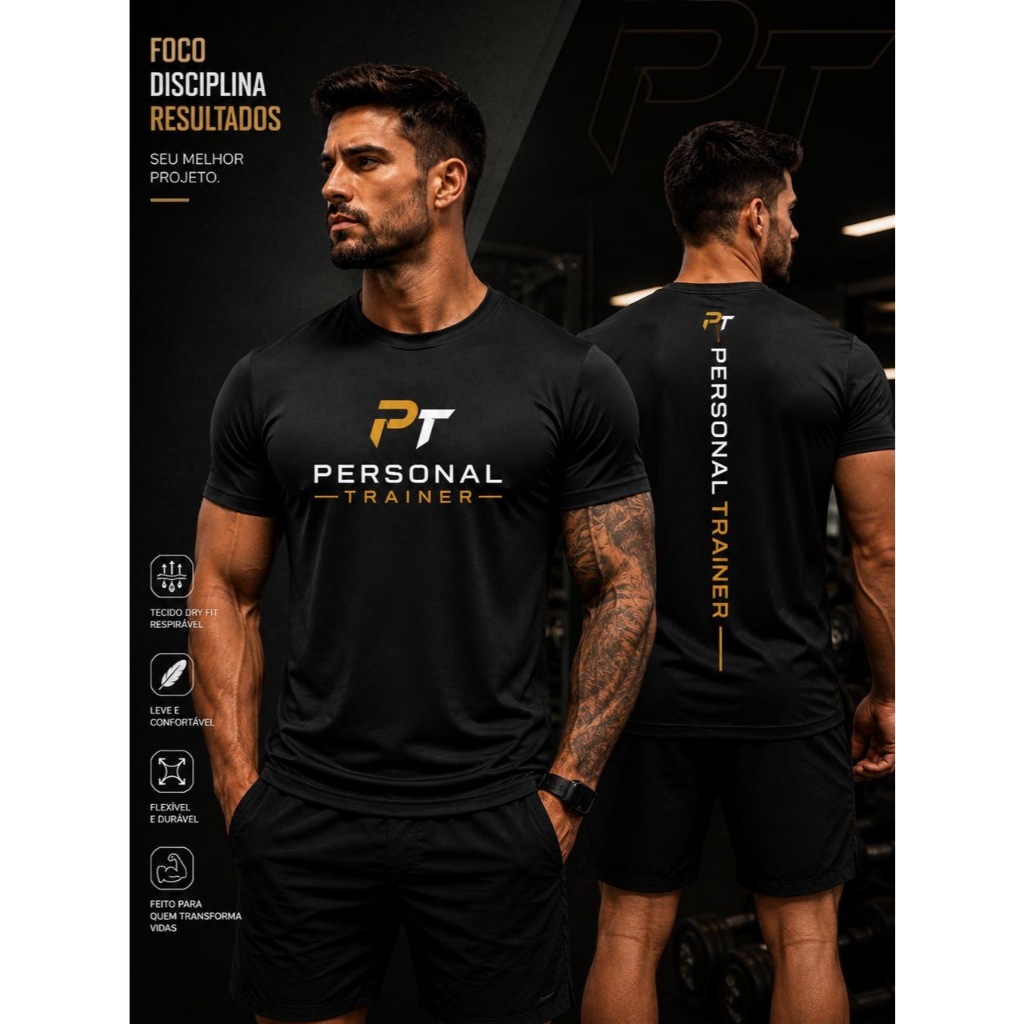 CAMISETA DRYFIT "PERSONAL TRAINER" EDUCADOR FÍSICO LEVE SECA RÁPIDO GELADINHA