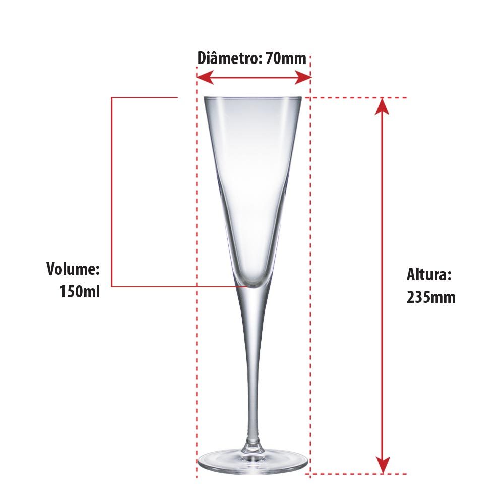 Jogo 6 Taças de Cristal Element Flute Champanhe, 150ml - Ruvolo — imagem 2 de 2