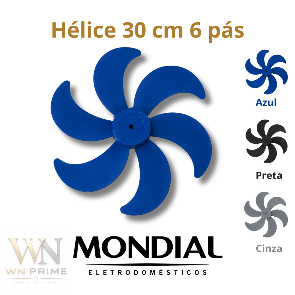 Hélice 30cm 6 Pás Compatível ao ventilador Mondial 30cm