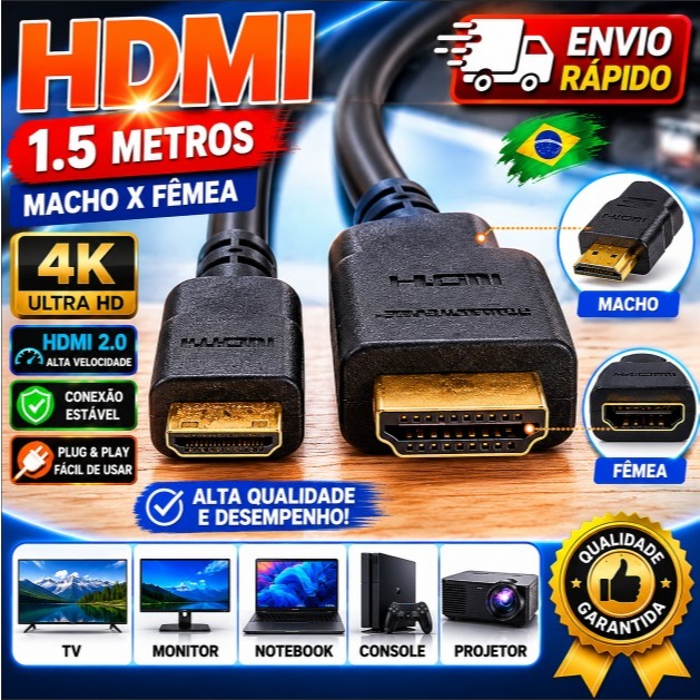 Cabo Adaptador Mini HDMI Para HDMI 4K Full HD Camera Notebook