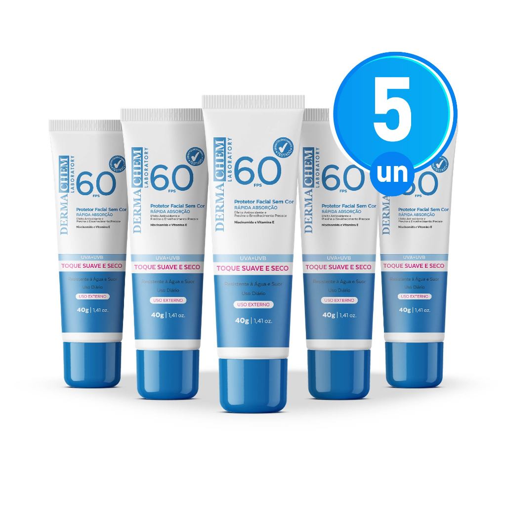 Kit 5 Protetor Solar Rosto FPS60 40g Dermachem