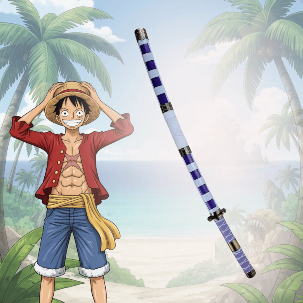 Katana Luffy One Piece Nidai Lâmina Bambu Cosplay Com Bainha e Suporte de Mesa Sem Corte