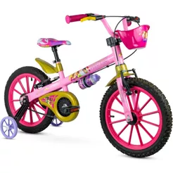 Bicicleta Aro 16 Infantil com Garrafinha Bicicletinha Temática e Rodinhas Menino e Menina Nathor
