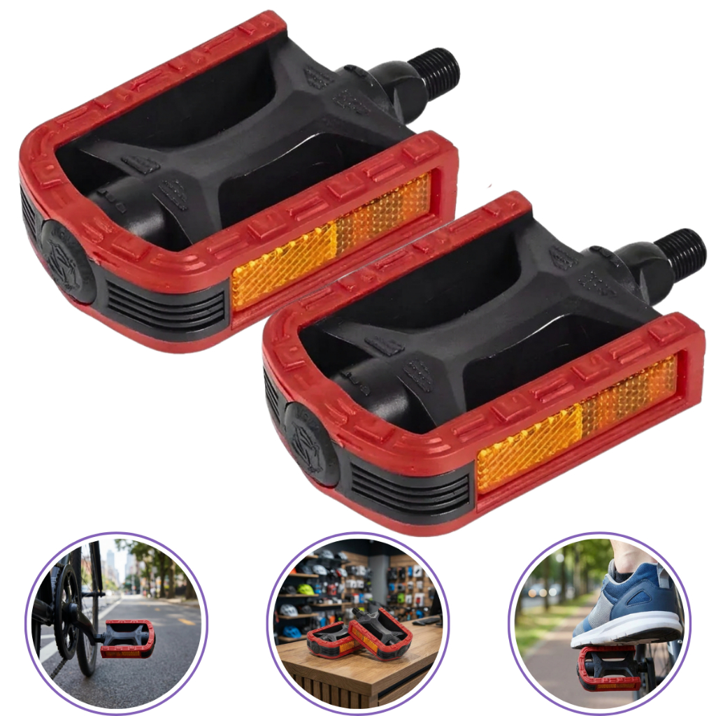 Par Pedal Bicicleta Metalciclo 1/2 Fino com Refletor – Aro 20 e 24 – Monobloco – Cores Variadas