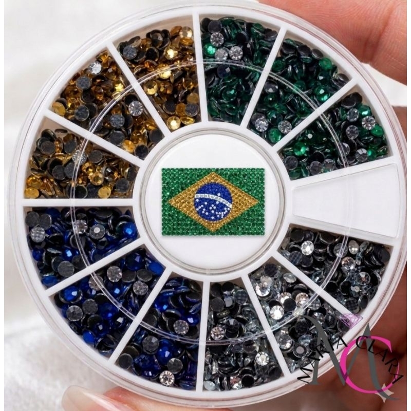 Strass Brasil Copa do Mundo Decoração Maquiagem Unhas Apliques Acessórios roupas jeans camisetas azul verde cristal amar