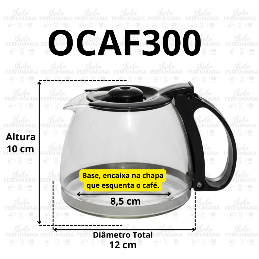 Jarra De Vidro Resistente De 15/19 Xícaras Para Cafeteira Oster Ocaf300 Preta