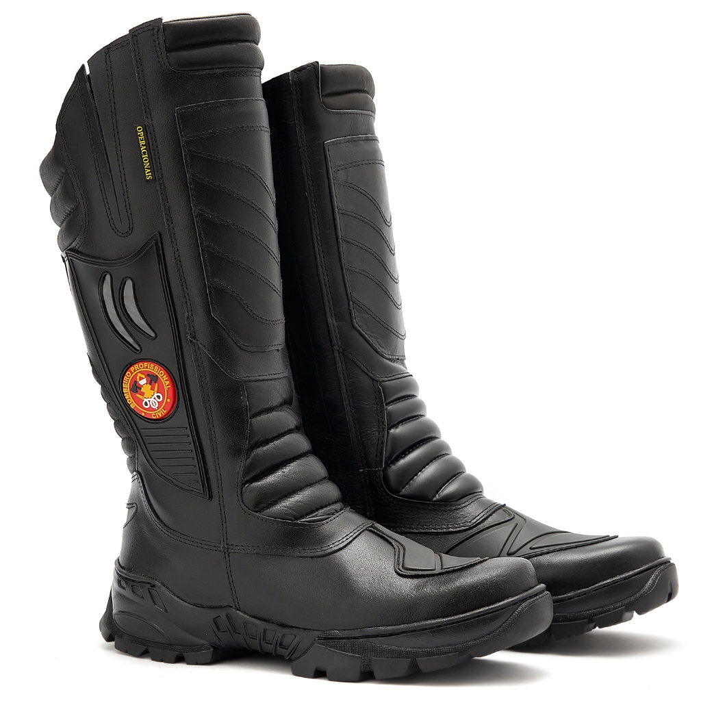 Bota Delta Bombeiro Civil Masculina Motociclista Socorrista Preta Emergência Cano Longo Segurança
