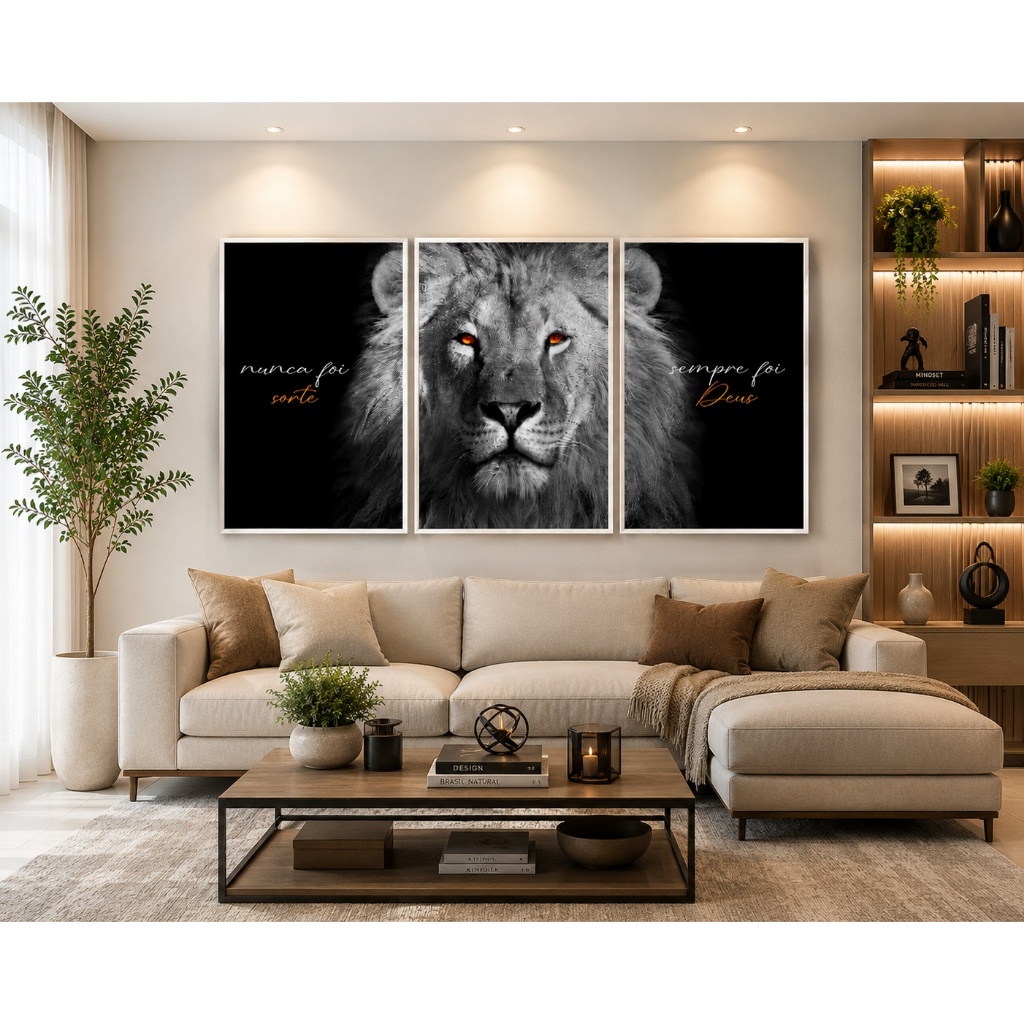 Quadro Decorativo Nunca foi Sorte Sempre Foi Deus Moldura Branca Com Vidro 50x75