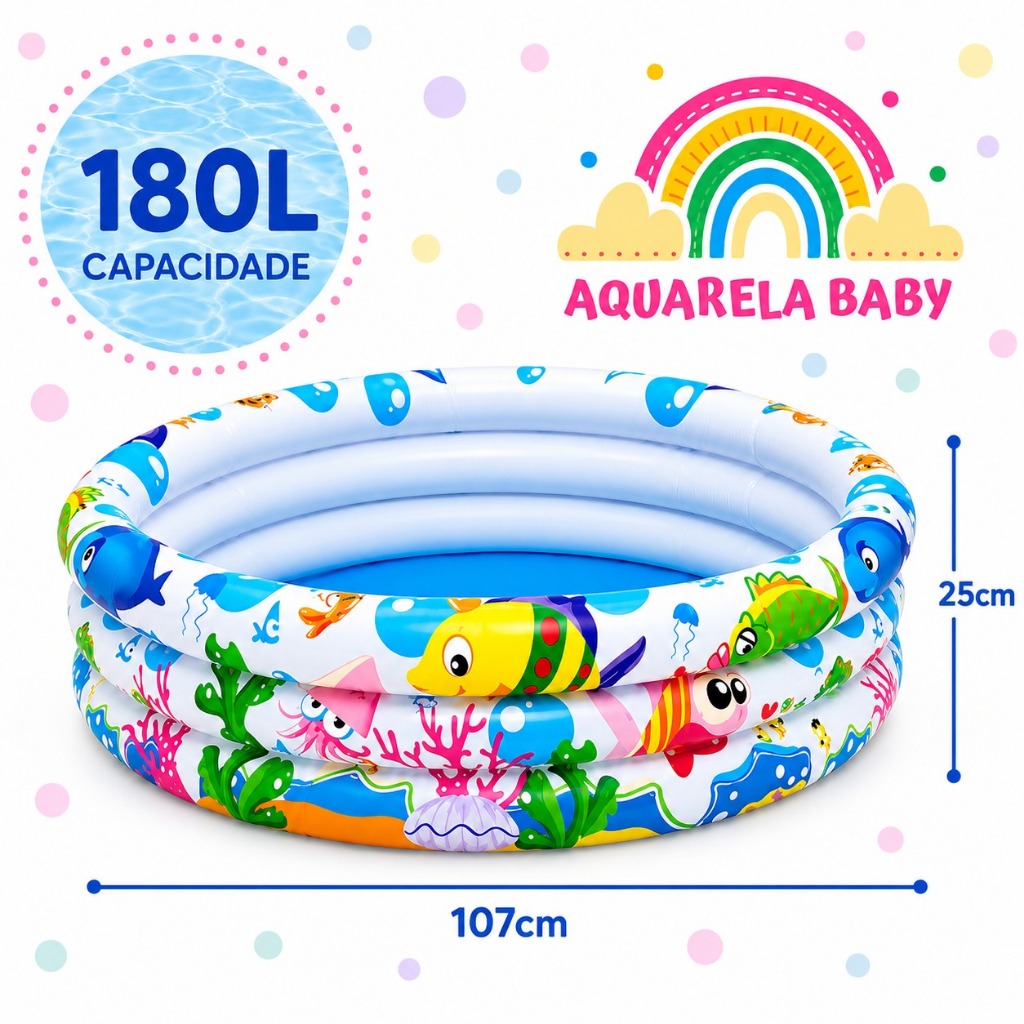Piscina Infantil 28L - 90 L - 118 L - 180 L Redonda Inflável Àgua