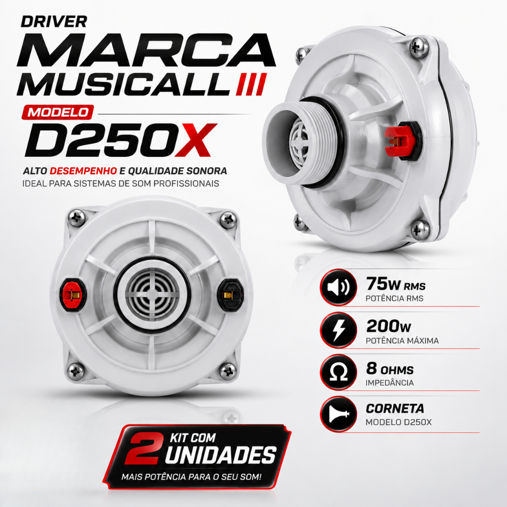 Kit 2 Driver Similar D250x Musicall Para corneta Rosca Barata Para Som Automotivo Profissional