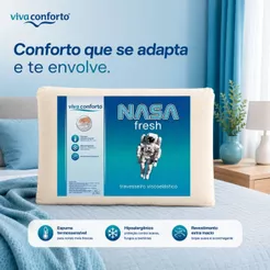 Travesseiro Nasa Fresh Viva Conforto Viscoelástico Capa Dry Hipoalergênico Antiácaro