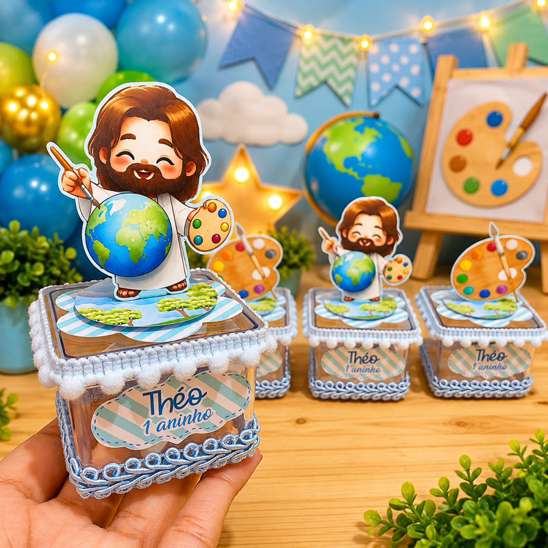 Kit 10 Caixas Acrílica 5x5 Maior Pintor do Mundo Lembrancinha Personalizada Luxo | Festa Infantil