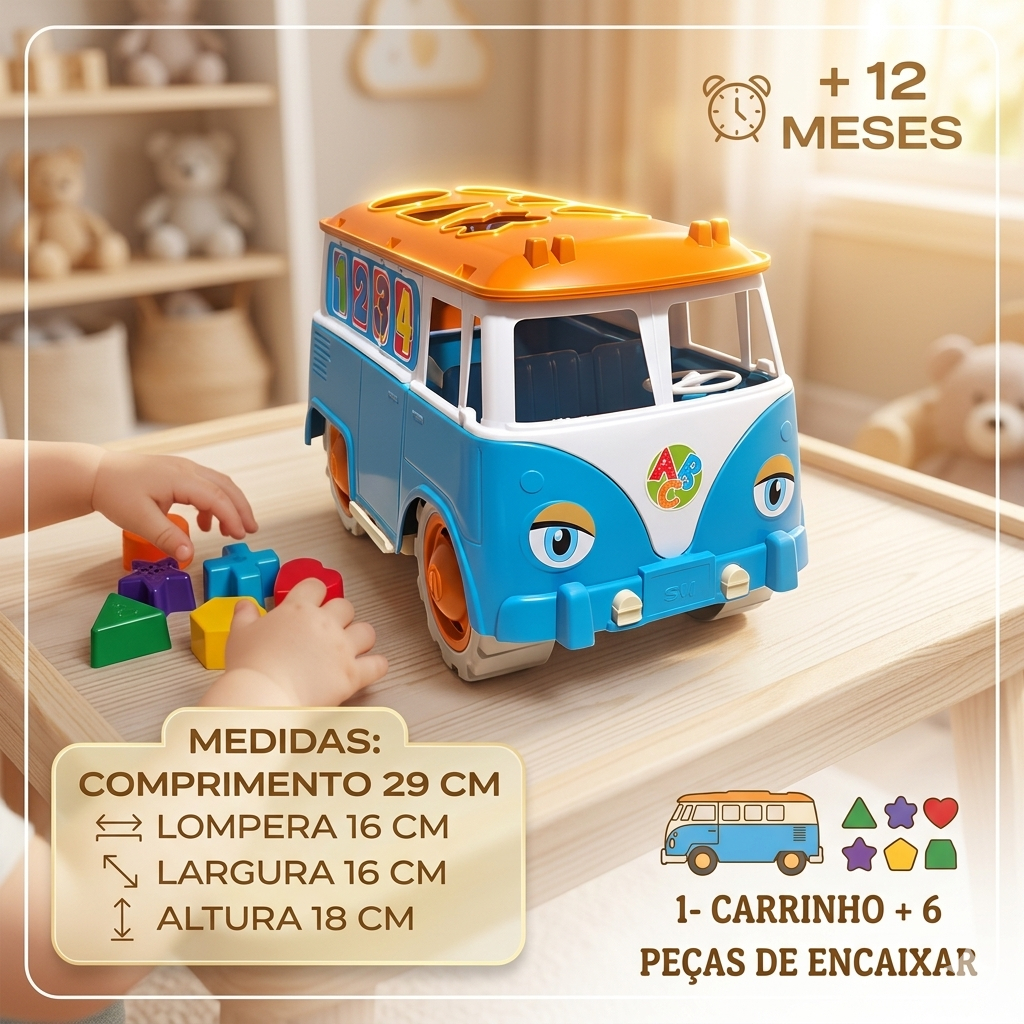 Kombi de Montar Kombica Gugu – Brinquedo Educativo com Peças Pedagógicas