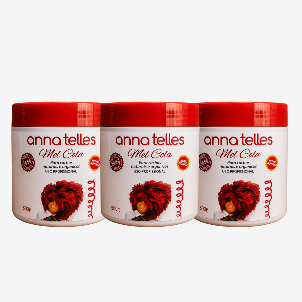 Kit 3 Mel Cola Anna Telles 500g Cada Cachos Naturais Orgânicos Definição Brilho Volume Controle