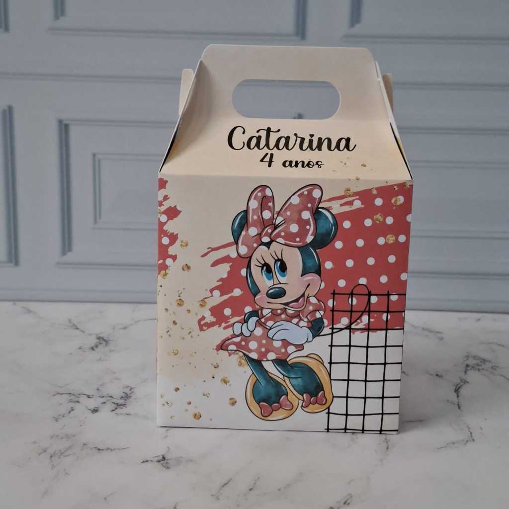 Caixinha MINNIE Maletinha Personalizada  Lembrancinha Festa Infantil Aniversário PEGUE E MONTE