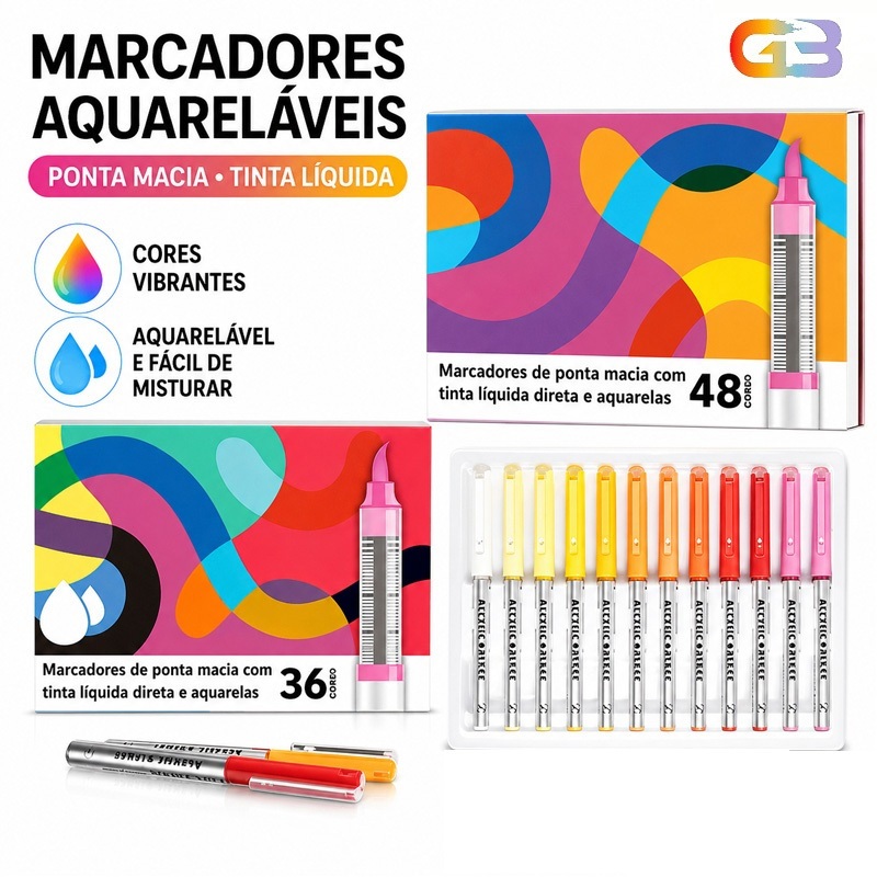 12/24/36/48 Cores Marcadores De Ponta Dupla Canetas De Desenho De Pincel E Fina Para Colorir BC906