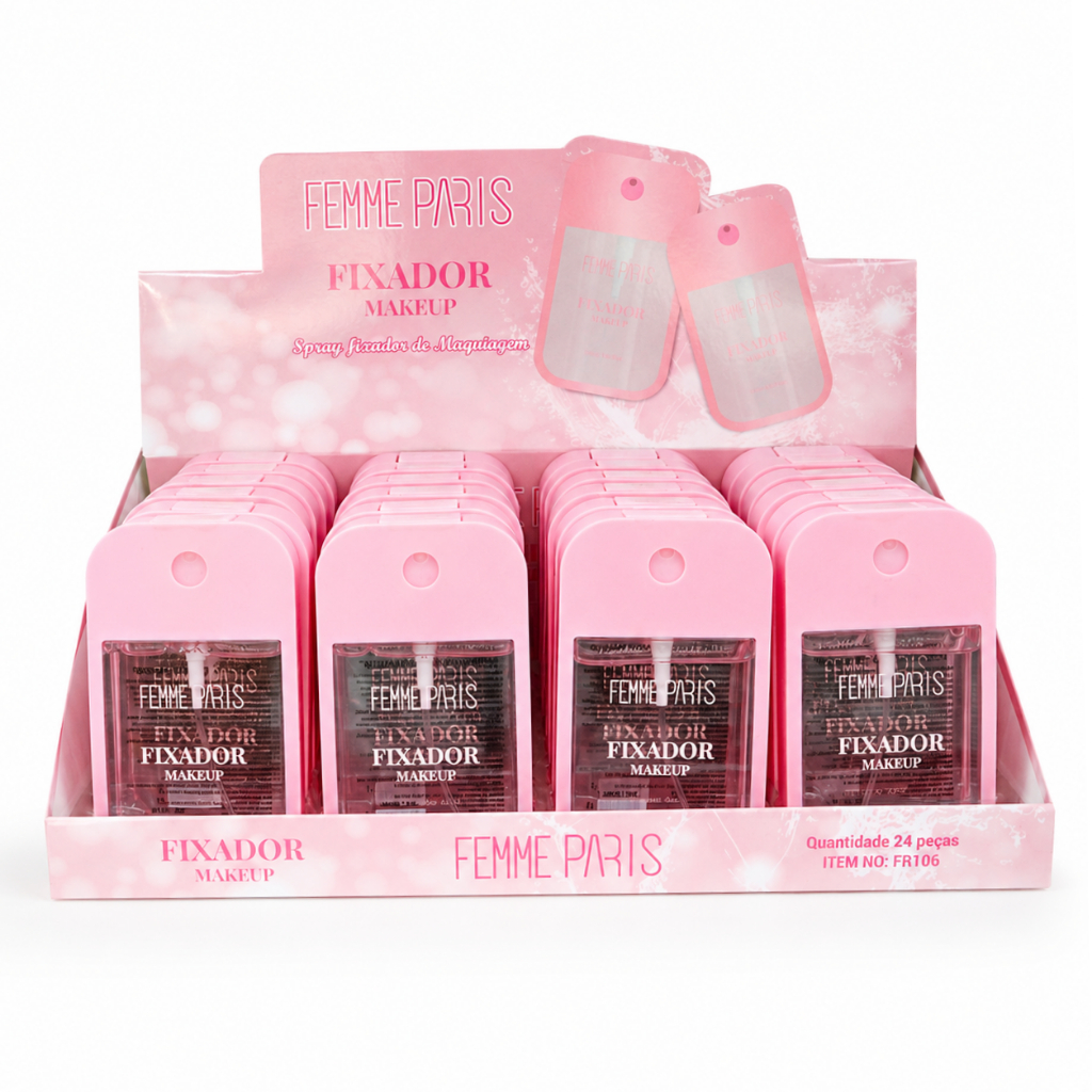 Box 24 Peças Fixador de Maquiagem Femme Paris Alta Fixação Revenda