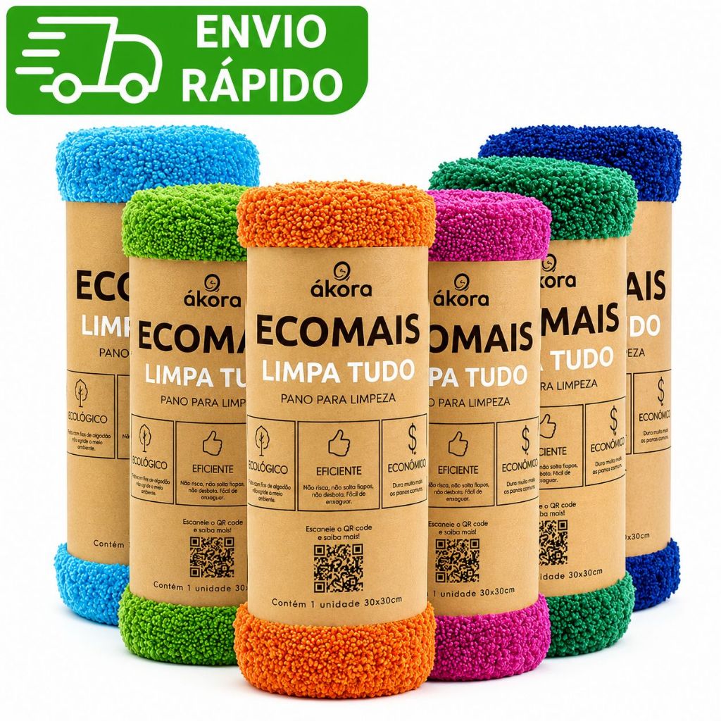 PANO LIMPA TUDO ÁKORA ECOMAIS (CORES SORTIDAS) MICROFIBRA 80% POLIÉSTER - LIMPA SÓ COM ÁGUA