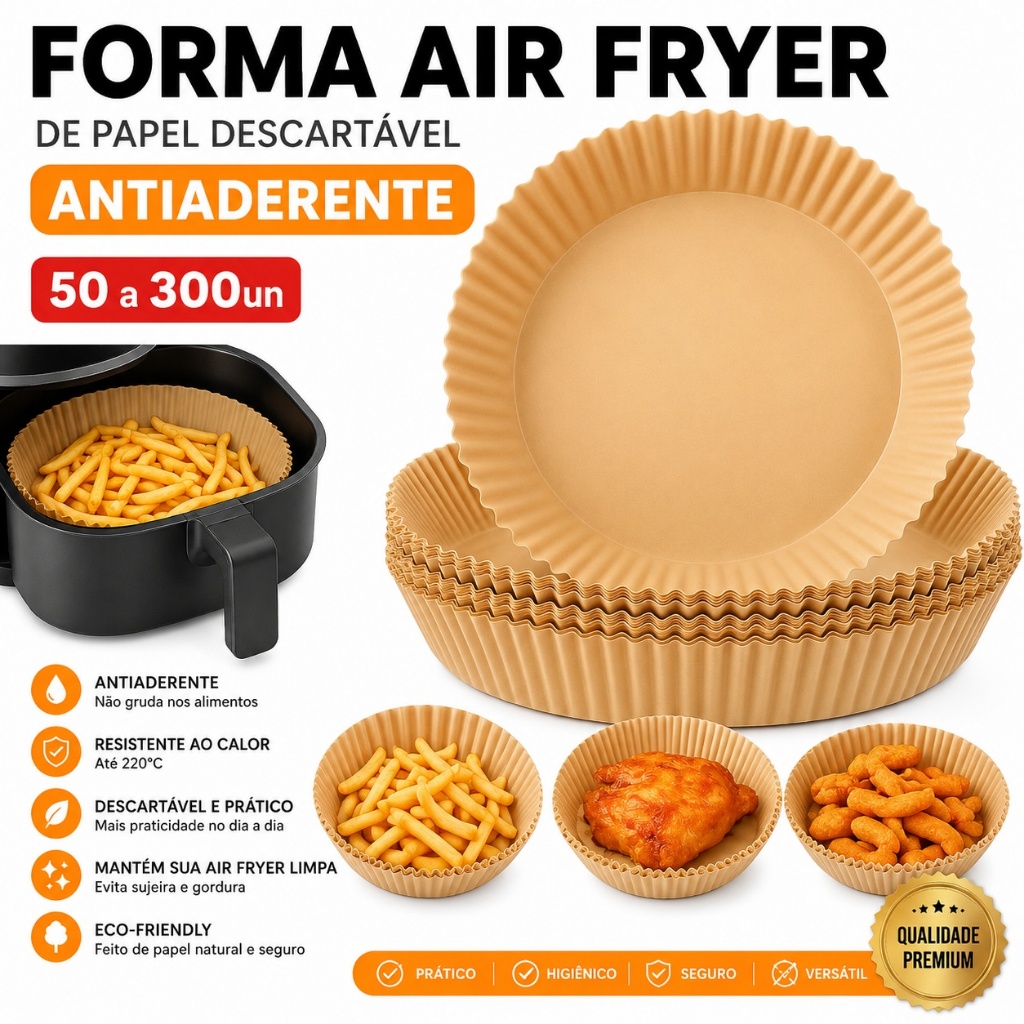 Kit Forma Air Fryer De Papel descartável Antiaderente Fritadeira Cozimento Protetor Forro Tapete