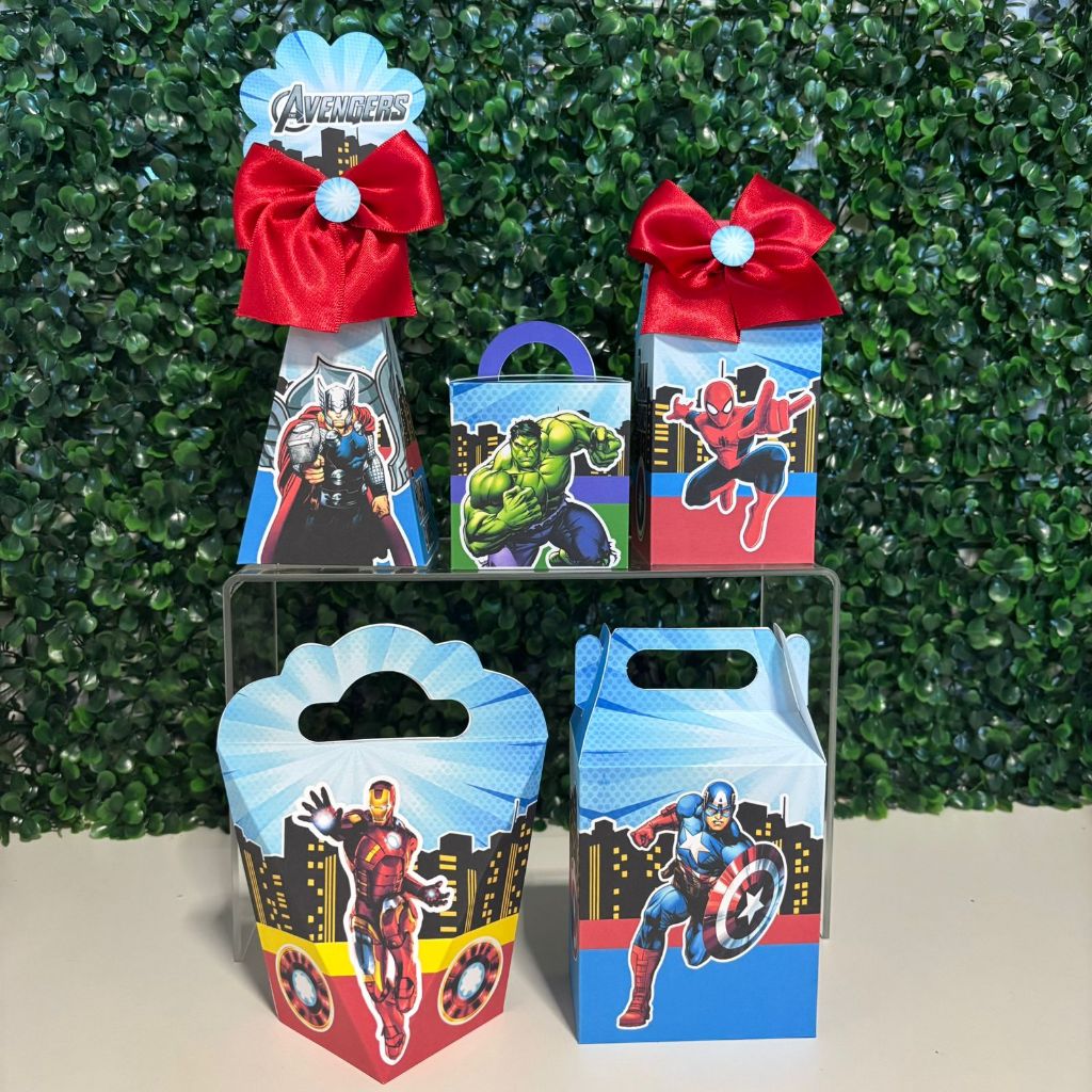 Kit Caixinhas Personalizadas PEGUE E MONTE Os Vingadores Fez Caixas para Lembrancinhas de Aniversário
