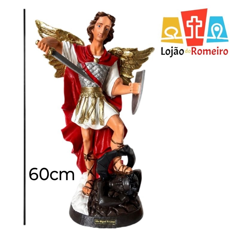 São Miguel Arcanjo inquebrável borracha 60cm. PODE MOLHAR