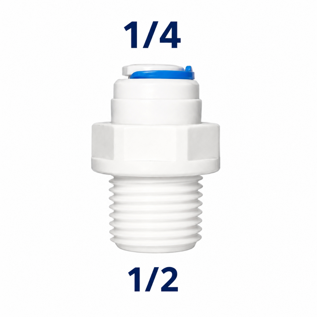 Conector Reto Engate Rápido 1/4 para Rosca 1/2 – Adaptador para Filtro, Purificador e Mangueira