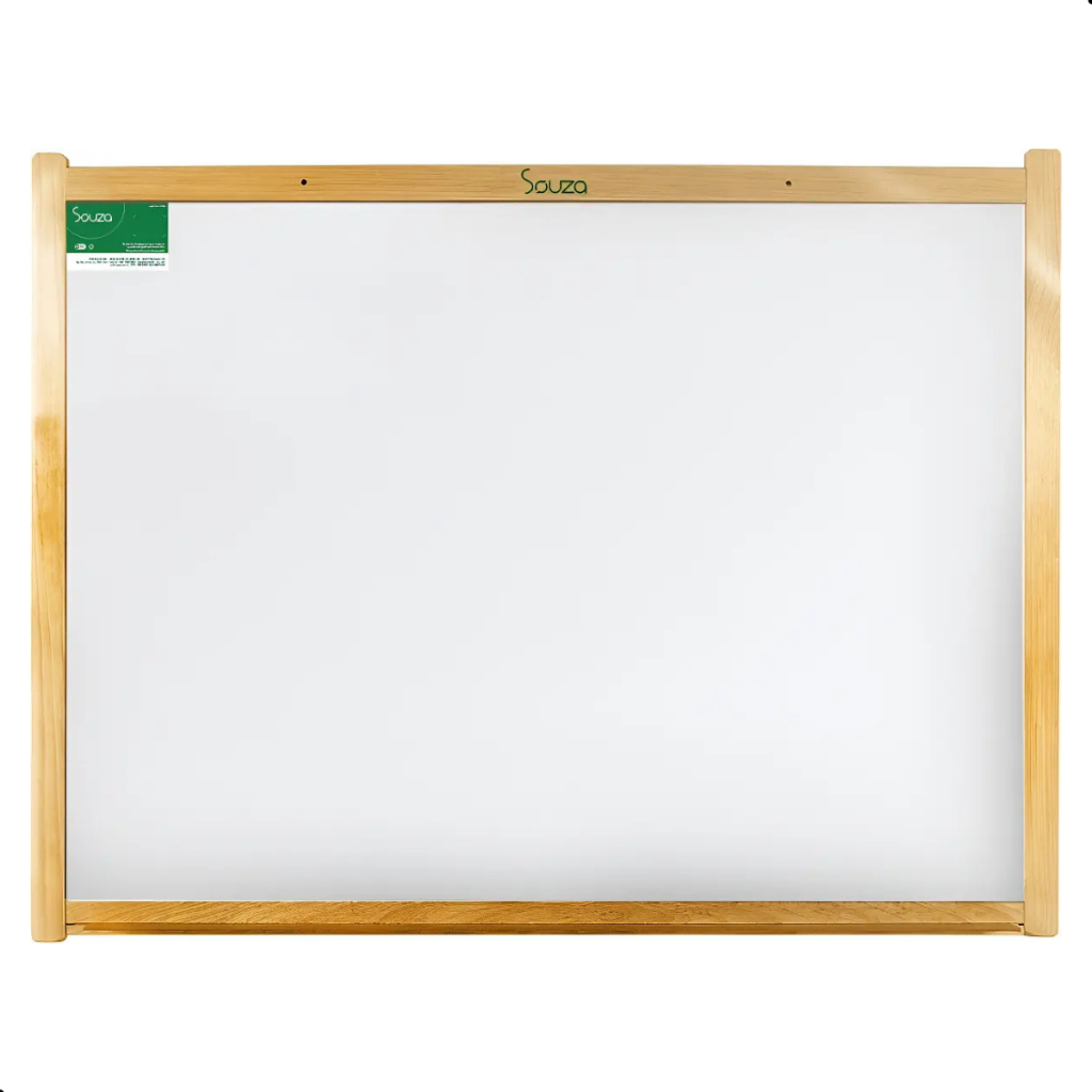 Lousa Quadro Branco Souza 100x80 com Moldura de Madeira Escolar Escritório Anatoções