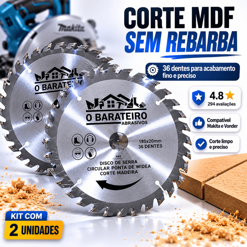 DISCO DE SERRA CIRCULAR PARA MADEIRA MDF KIT 24 36 72 DENTES CORTE RIPA CAIBRO PROFISSIONAL
