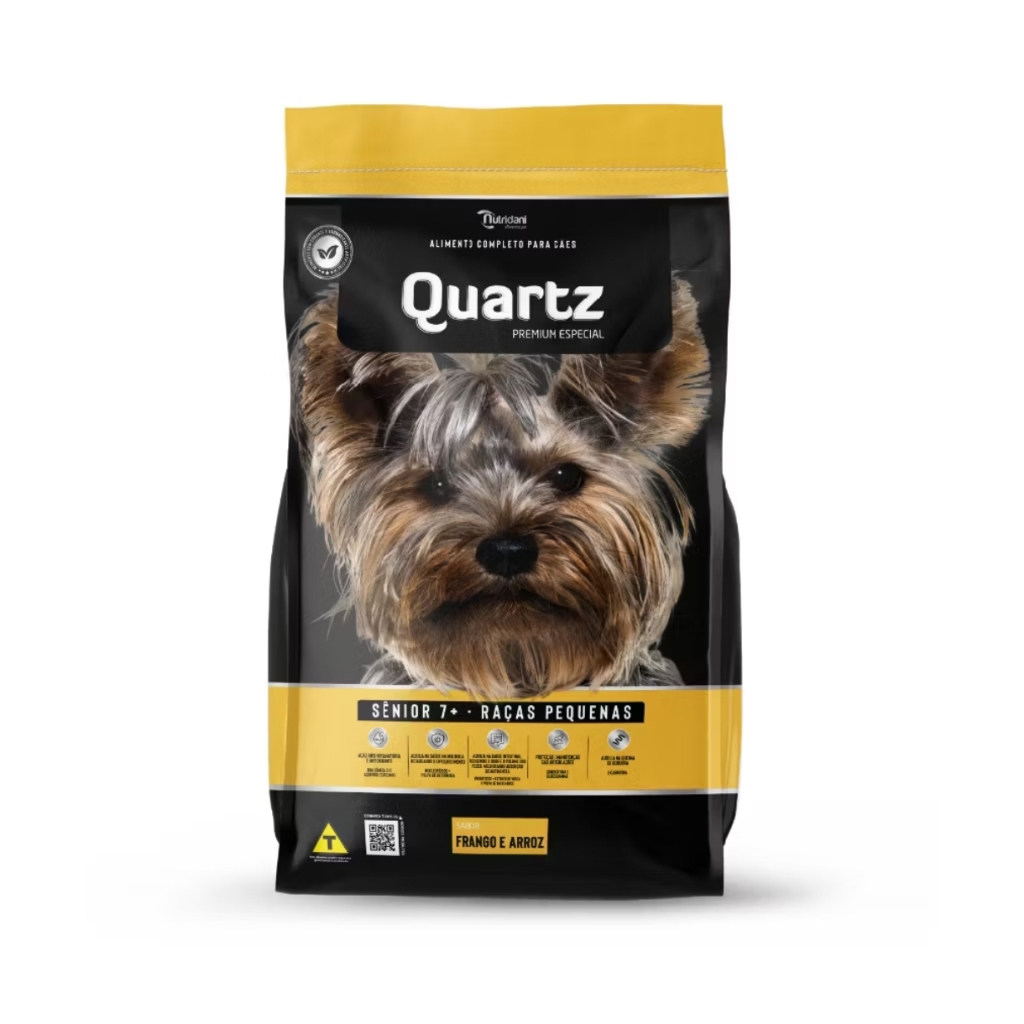 Quartz Ração Premium Especial Cães Sênior Raças Pequenas Frango Arroz 10,1kg