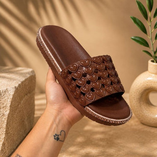 Sandalia Feminina Calce Facil Macia Casual Slide