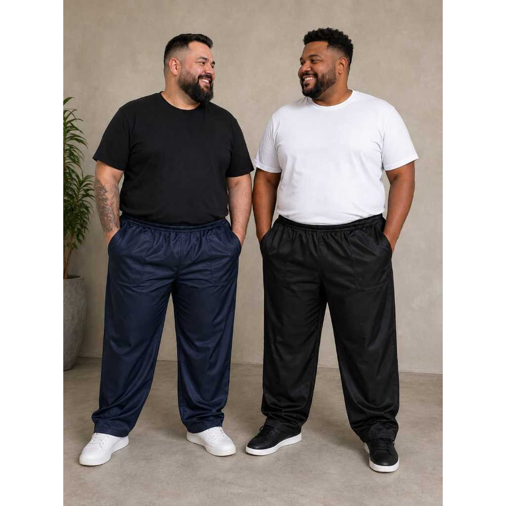 Calça Plus Size masculina com bolsos. G1 ao G4. Uso casual e esportivo. — imagem 2 de 2