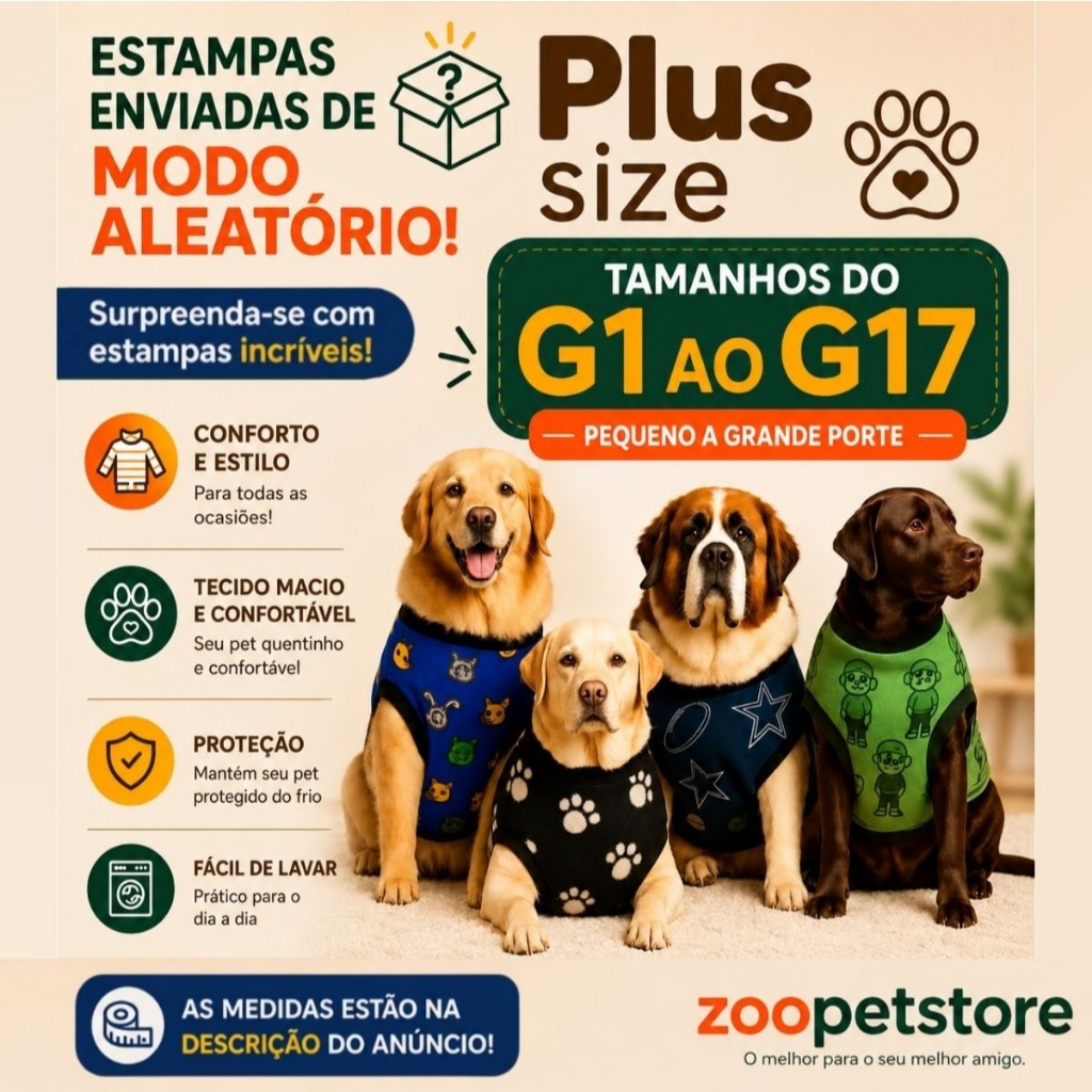 Roupa de Soft Plus Size para Cachorro Grande Porte Lilika