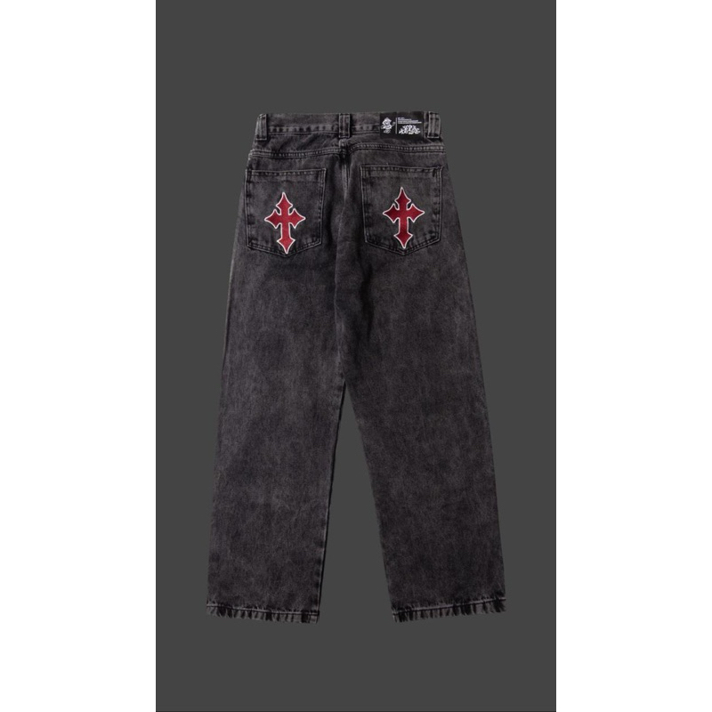calça baggy balao  cruz vermelha reta estonada jeans cinza marmorizado o melhor material do merca